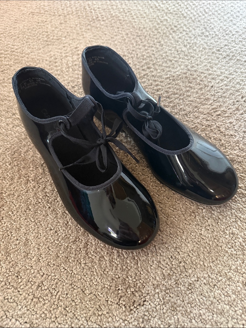 Capezio Black Patent Mary Jane Tie-Front Tap Shoes